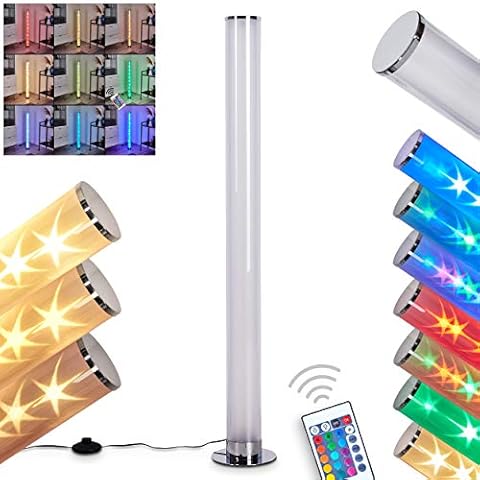 Lámpara de pie LED Hatara redonda de metal en cromo Cover