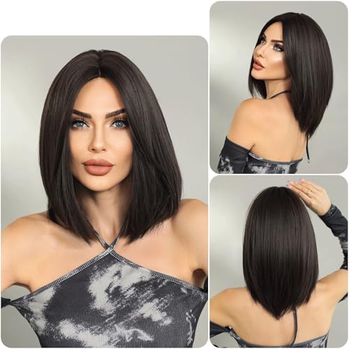 Perruque naturel pour dissimuler la perte de cheveux avec carré court noir