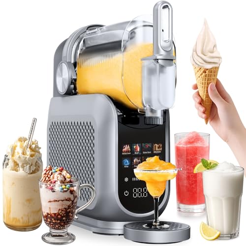 4Swiss Eismaschine Selbstkühlend Eis Maschine Speiseeisbereiter Speiseeismaschine mit Kompressor Icecream für Milchshake Slush Slushie Granita Ice Cream Joghurtmaschine Zuhause Eisbereiter - SM026