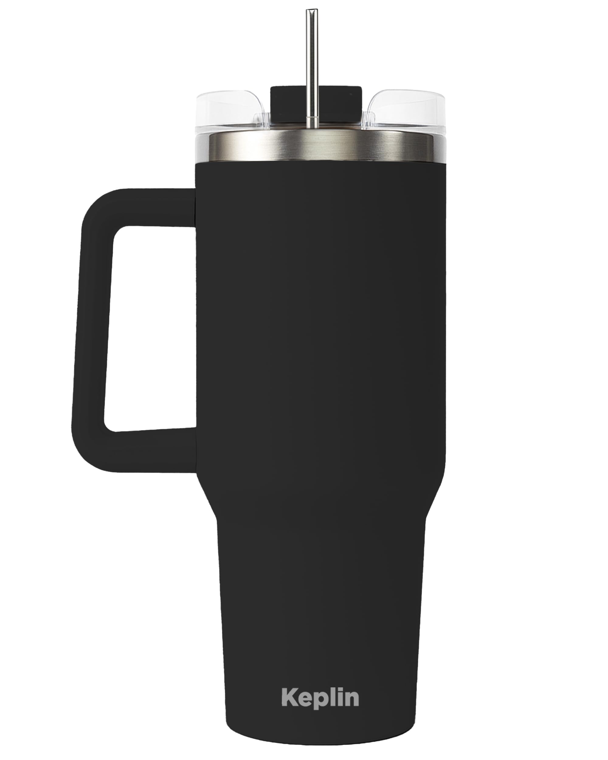 Keplin 40 oz / 1200 ml Insulated Travel Tumbler – Double Wall Stainless Steel Cup with Leak-Proof Lid, Thermal Flask Keeps Drinks Hot & Cold, Dishwasher Safe, Fits Car Cup Holders - Black