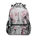 TropicalLife Pink Cherry Blossom Paris Eiffel Tower Backpacks Bookbag Shoulder Backpack Hiking Travel Daypack Casual Bags