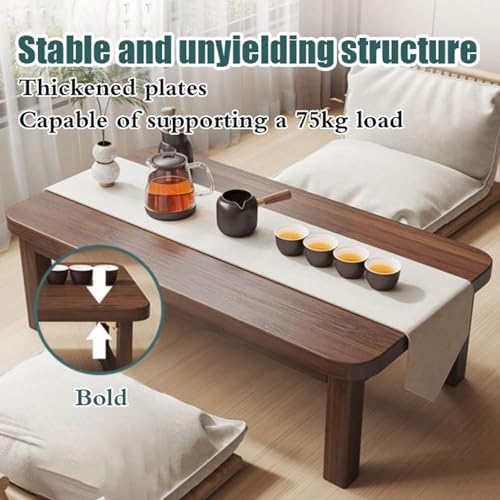 Table basse pliante japonaise bois plateau bambou salon bureau portable