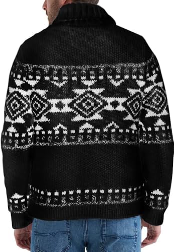 Runcati Mens Shawl Collar Cardigan Sweater Multi-Color Button Down Knitted Sweaters with Pockets3