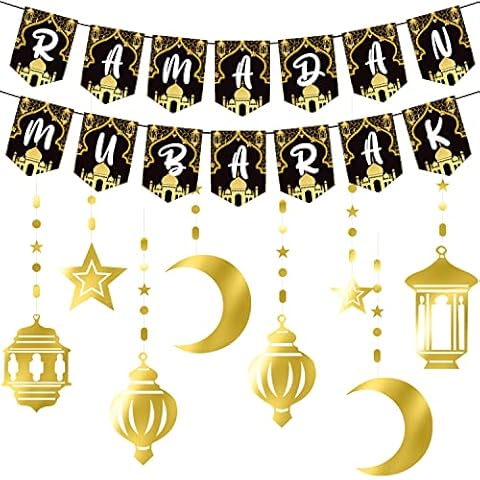 Ramadan Deko, Ramadan Mubarak Banner Gold Stern Mond Ramadan Dekorationen Cover