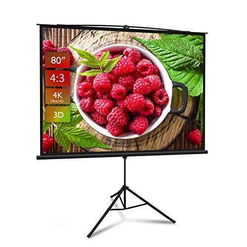 Projector Screen with Stand, Premium 3 Layers 80 inch 4K HD 4:3 Projector