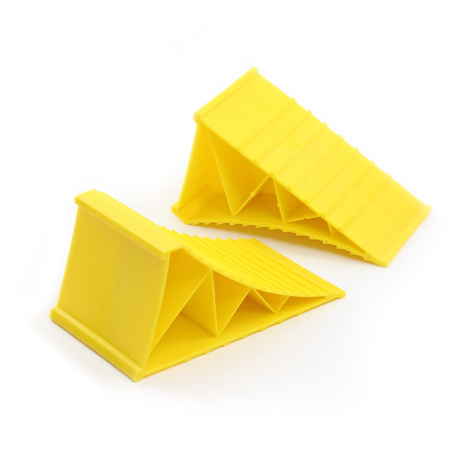 Wiltec Unterlegkeile Anhänger 2 Stück bis 2 t Unterlegkeile Wohnmobil 220x125x100 mm für Reifen bis 125 mm Breite, gelb, rutschfest