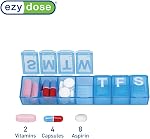 Ezy Dose Weekly (7-Day) Pill Organizer, Small Medicine Box, Colour May Vary | Compact Daily Vitamin & Supplement Box, Pop Up Compartments, Convenient and Easy to Use, Travel-Friendly, BPA-Free