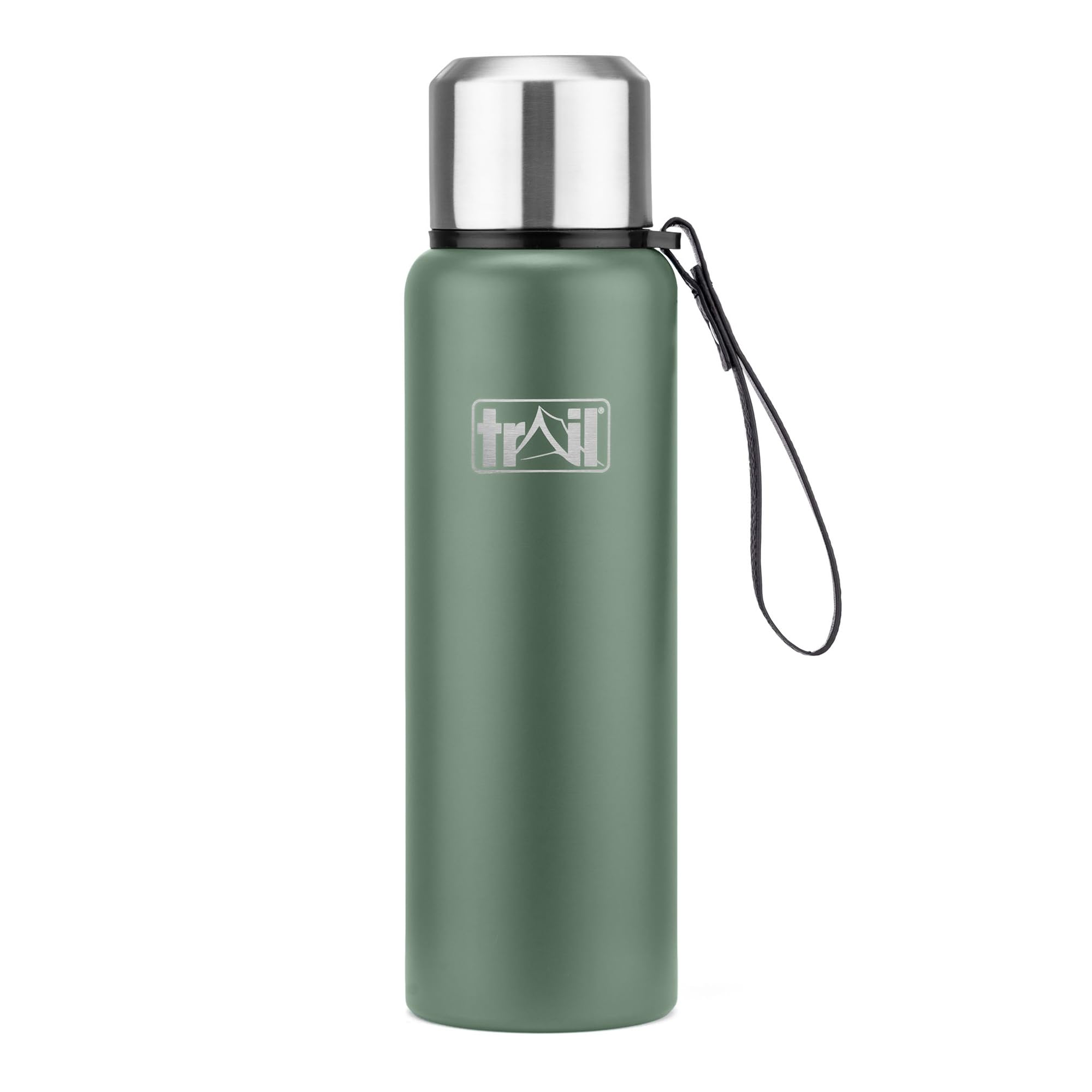 Trail Vacuum Flask with Strap, Camping & Travel, 800ml, Green