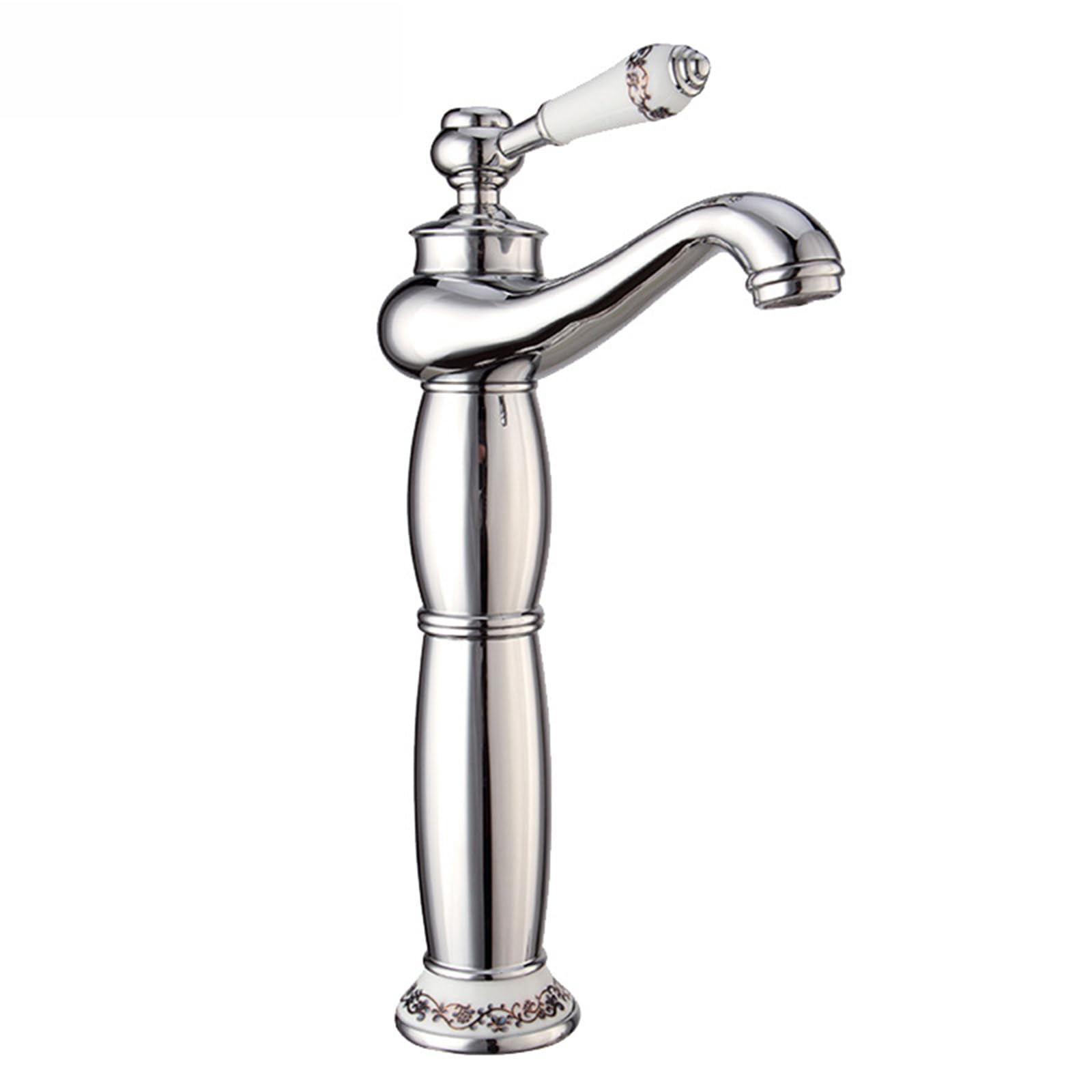 HCFYAUIS Tall Bathroom Basin Mixer Tap Single Hole Hot & Cold Chrome Faucet Sleek Single Handle Design for Modern Countertop Washbasins Stylish &