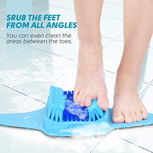 BESKAR Shower Foot Scrubber with Pumice Stone, Foot Clean, Smooth, Exfoliate & Massager Without Bending in The Shower or Bathtub, Foot Dead Skin & Callus Remover- Upgraded Non Slip with Suction Cups