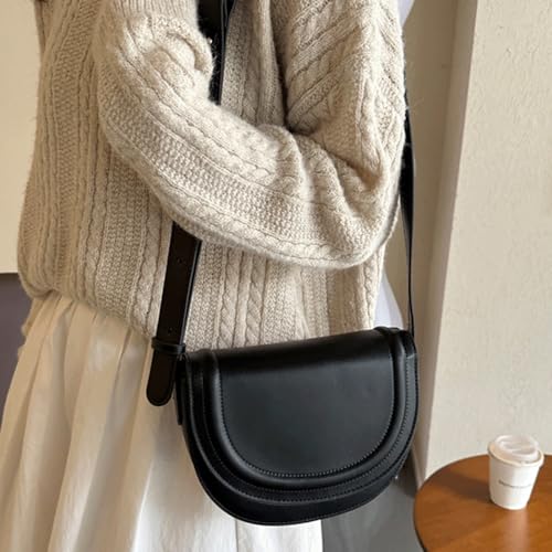 Saddle Crossbody Bags for Women Trendy Crescent Bag with Studs Detail Retro Mini Travel Shoulder Handbag3