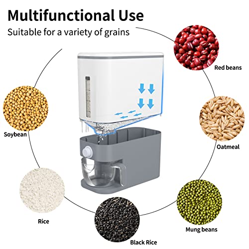 Kveye Rice Dispenser 25 Lbs, Large Cereal Dry Food Storage Containers With Measuring Cup,Upgraded Built-In Fresh Box, Cereal Dispenser Storage With Lids For Home Kitchen Pantry Rice Soybean Corn #TOP2