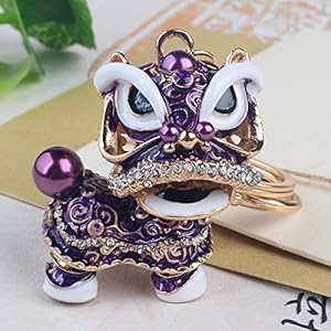 Hongtai Diamond Chinese Stijl Lion Dance Hanger Lion Waking Sleutelhanger Drip Legering Little Lion Bag Ornamenten Vrouw (Color : 6)