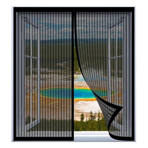 Mosquiteras de Ventanas para Gatos 43 x 73 cm Fácil Instalación sin Taladrar, Fácil de Limpiar Autosellada para Todas Las Ventanas, Negro