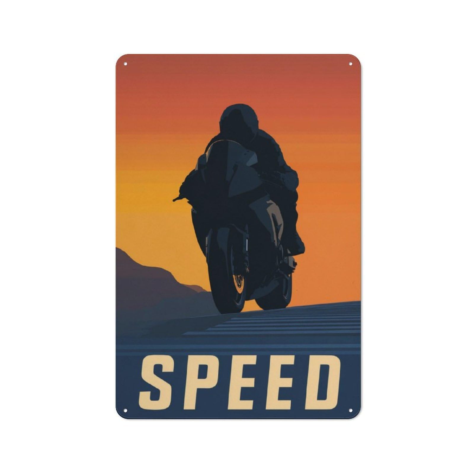 Junmoney Ride Into Speed Tin Wall Plaque 30X20cm With For Hobby Room Or Studio, For Updating Hobby Room And Studio After Moving