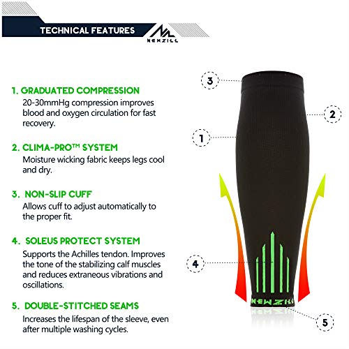 Image of NEWZILL Compression Calf Sleeves (20-30mmHg) for Men & Women - Perfect Option to Our Compression Socks - for Running, Shin Splint, Medical, Travel, Nursing