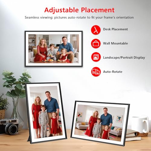 Image of AKImart 15.6 Inch Large Digital Photo Frame, Digital Picture Frame WiFi, IPS HD Touch Screen 32GB Storage Photo Frame with Auto-Rotate Instant Share Photo /Video Sharing via Frameo App, Gift for Mom
