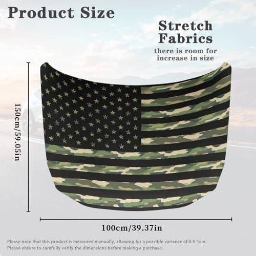 Image of Car Hood Cover Elastic Fabrics Waterproof Dustproof Auto Hood Decoration and Protection Removable Automotive Accessories for Vehicle Sedans, Camo Flag