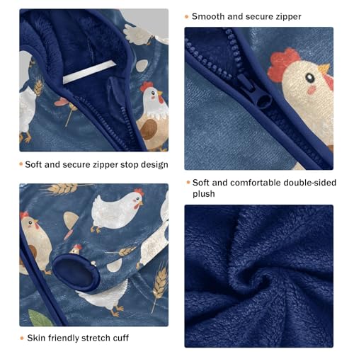 Chicken Eggs Leaves Hearts Pattern Toddler Fleece Jacket Girl Boys Hooded Fleece Jacket Coat3