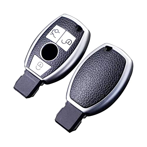 KEYSCOVER Custodia portachiavi per Mercedes Benz, in silicone TPU, per Mercedes Benz, per chiave a B C E, cassa in TPU, W204 W211 (pelle argento)