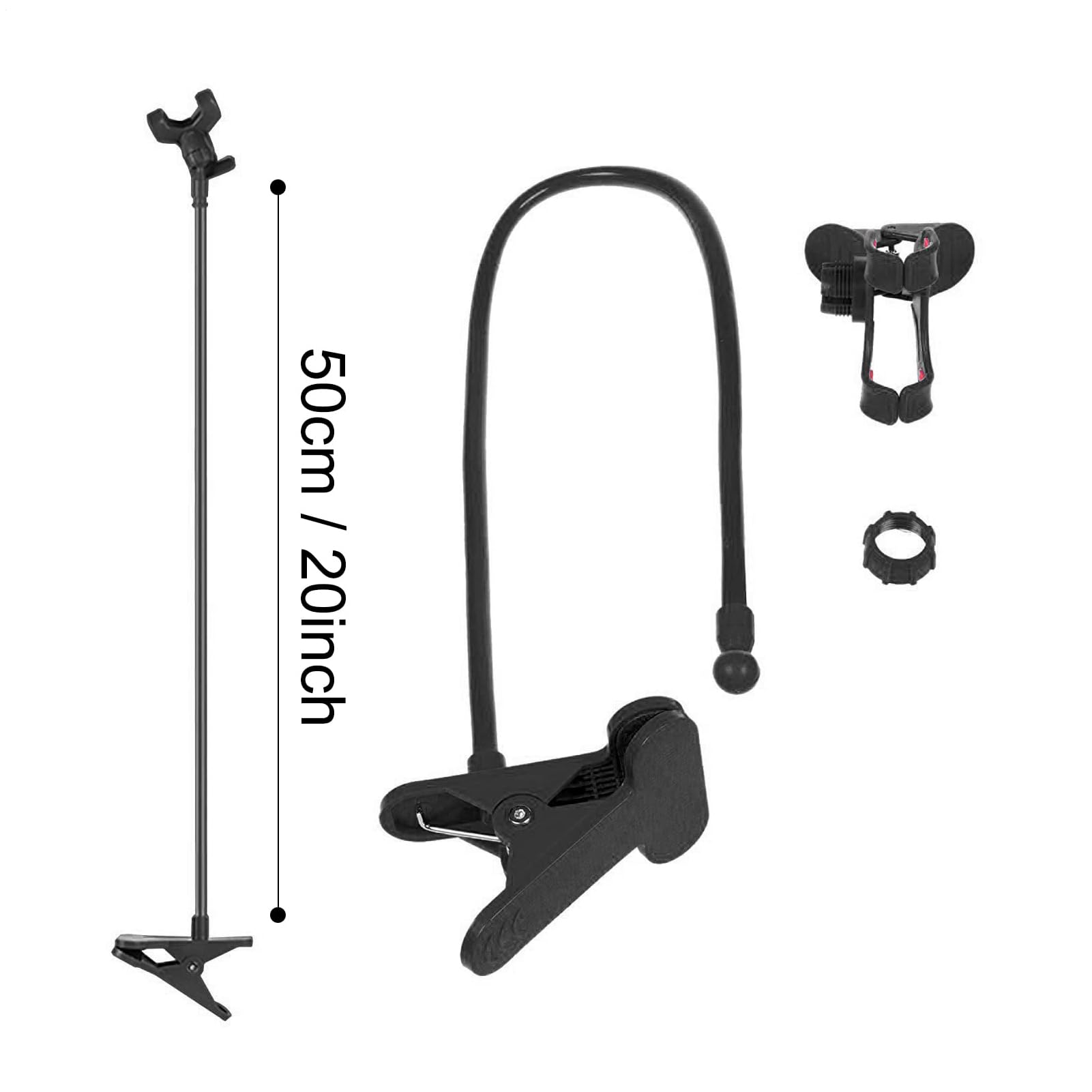 Générique Support Téléphone à Col de Cygne - Bras Long Réglable avec Support pour Tête de Lit ou Chevet,Pince Multifonction pour Smartphones - Fixation Stable Gym, Chambre, Cuisine