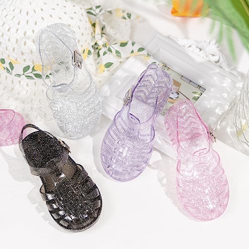 Image of KIDSUN Toddler Girls Jelly Sandals Closed Toe Water Beach Summer Shoes Soft Rubber Sole Mary Jane Dress Shoes Princess Flat
