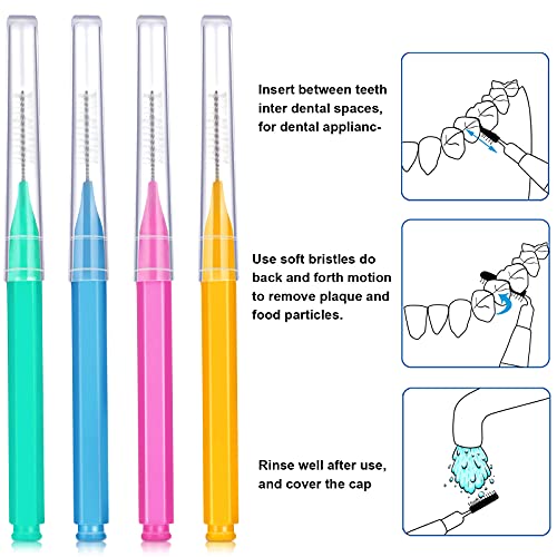 Image of Patelai 50 Pcs Interdental Brushes Braces,Green, Blue, Pink, Orange