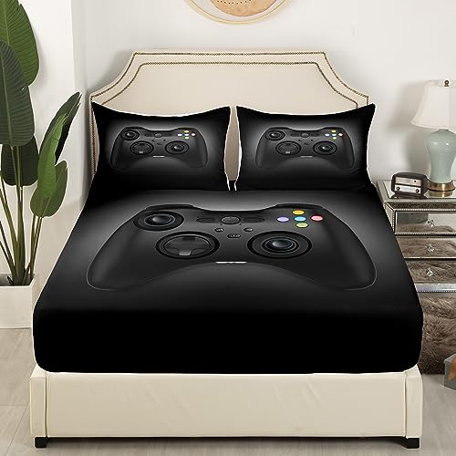 Loussiesd Gamepad Fitted Bed Sheets 100% Polyester Soft and Comfortable Sheets Machine Washable Breathable Fabric Single(90 x 190+30cm) Video Game Only Bedsheet No Pillowcases - Image 3