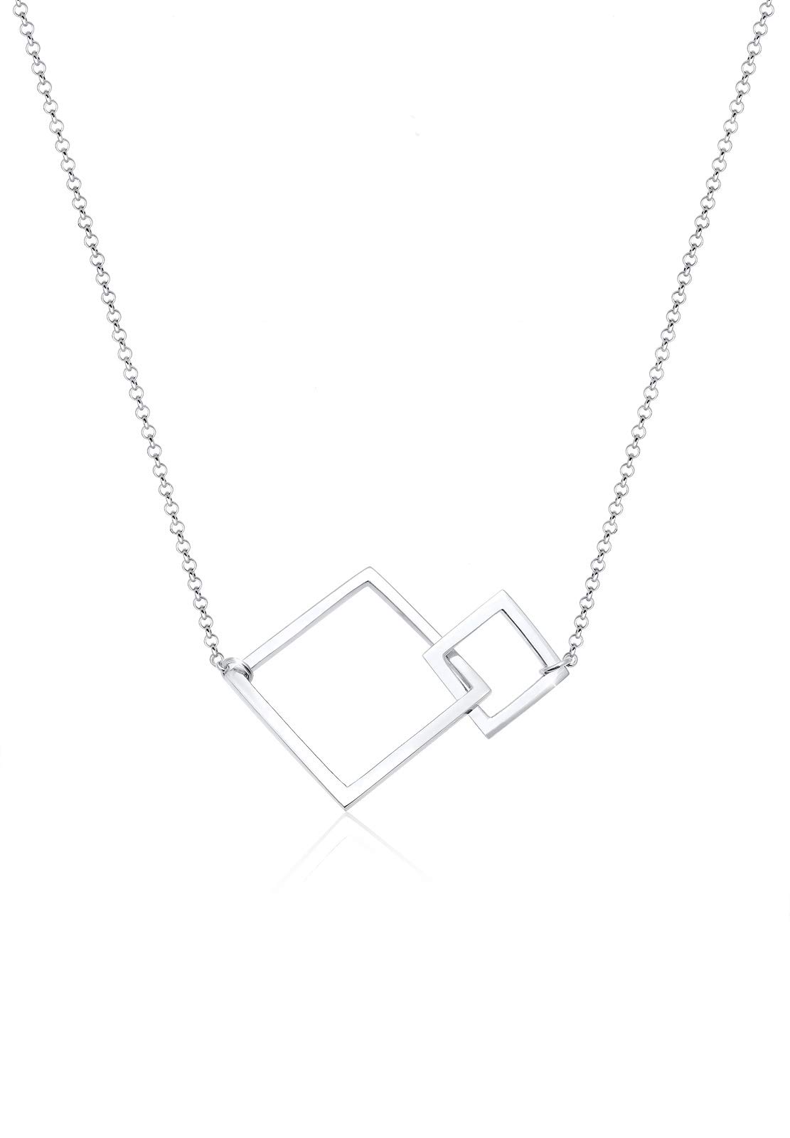 Elli Women Square Geo Minimal 925 sterling Silver Necklace of Length 45cm