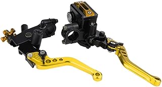 EBTOOLS Scooter Brake Lever Adelin - Motorcycle Brake Lever Brake and Clutch Gold 1 Pair 7/8"(22Mm) Universal Motorcycle Brake Clutch Master Cylinder Reservoir Levers Gold
