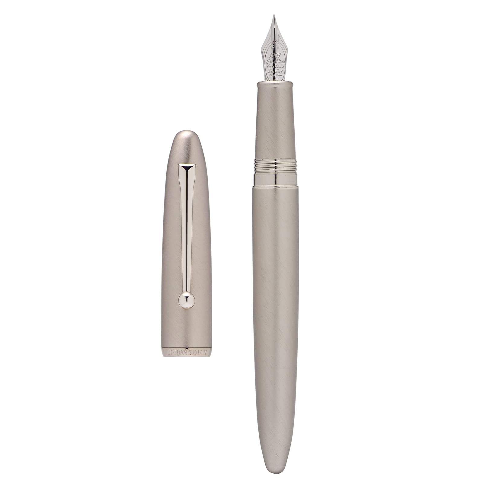 Asvine Hongdian 620 Silver Metal Fountain Pen Extra Fine Nib Classic Pen Office Pen Writing with Metal Box