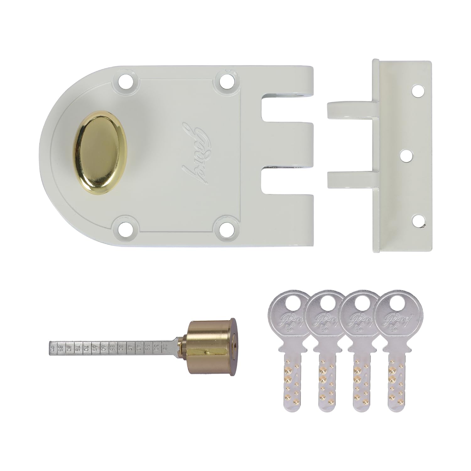 Godrej Rim Lock | Vertibolt Ultra Lock for Wooden Main Door | 1CK Deadbolt | 14 Pin Cylinder | for Inside Opening/Double Door/Sliding Door | 4 Keys | 5 Yr Warranty | Manual Locking | Cool Ivory-image-36