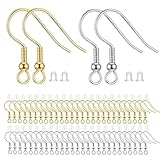 【BEAUTY PLAYER】ピアス パーツ フック 2種100個 セット アクセサリー パーツ 樹脂 キャッチ 付き セット 手芸 クラフト ハンドメード DIY材料【 シルバー*25ペア＋ゴルドー*25ペア +ピアスキャッチ*50ペア】