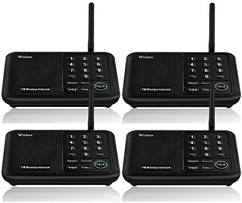 Wuloo Intercoms Wireless for Home 5280 Feet Range 10 Channel 3 Code, Wireless Intercom System for Home House Business Office, Room to Room Intercom, Home Communication System (4 Packs, Black)
