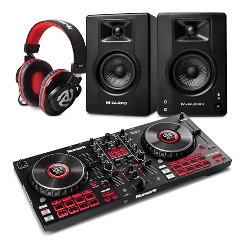 Numark Mixtrack Platinum FX DJ Controller and M-AUDIO BX3 Pair Bluetooth Studio Monitors with Headphones for Studio Recording, Music Production, Podcasting, Streaming