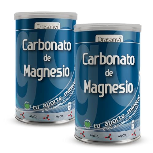 DRASANVI Carbonato de magnesio PURO | Contribuye al funcionamiento normal de huesos, dientes, músculos y sistema nervioso | Disminuye el cansancio y la fatiga | 2 x 200grs de polvo