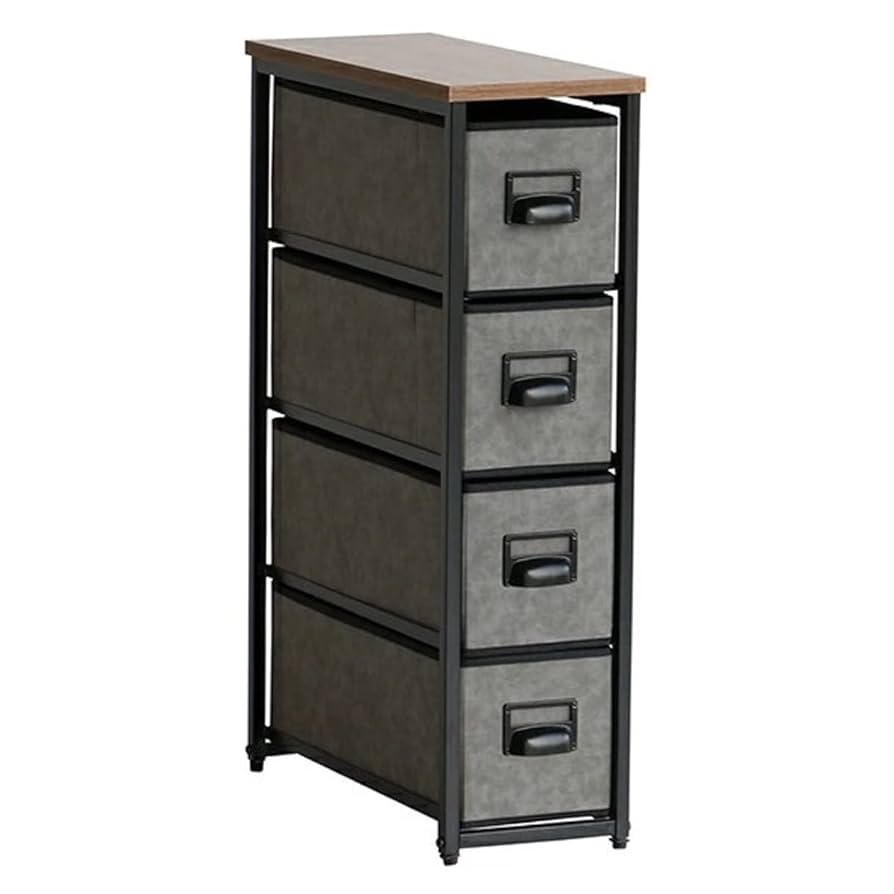 Amazon｜収納ボックス チェスト スリム 4段 幅21cm 北欧 木目 合