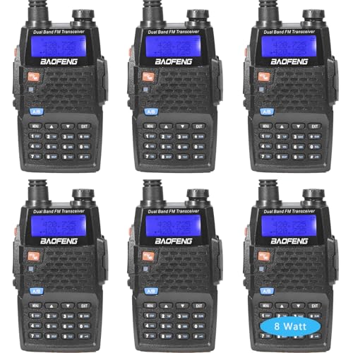 Image of Baofeng UV-5RE Plus 8W Dual Band 2 Way Radio Long Range Handheld Ham Radios | Rechargeable Walkie Talkies for Adults, Amateur, Portable, for Hiking Camping Skiing Trip Survival Hunting Gear Black 6 Pack