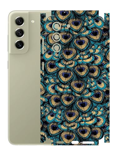 Image of AtOdds - Full Body Back Screen Guard Protector Film - Lamination Wrap Skin Sticker Compatible with Samsung Galaxy S21 FE | Scratchproof Matte Finish (Design - Peacock)