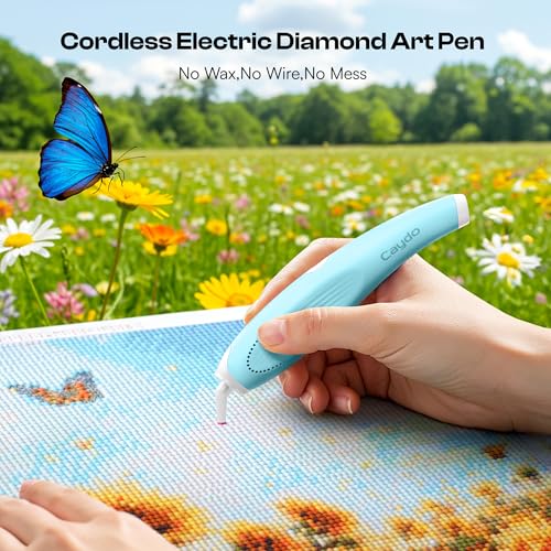 Image of Caydo Cordless Electric Diamond Painting Pen, E-Painter for Diamond Painting - Diamond Art Pen with Vacuum Technology, Ergonomic Design & Storage Tray - No Wax, Patented (Blue)