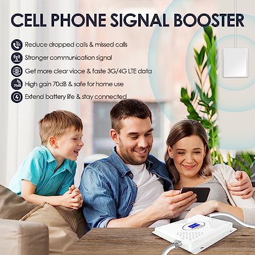 Cell Phone Booster For Home, 3G 4G Lte 5G Tri Band 2/4/5/25/66 Cell Phone Signal Booster Up To 5000 Sq.ft, Cellular Signal Booster For At&T, Verizon, T-Mobile & More, Fcc Approved Cell Booster #TOP1