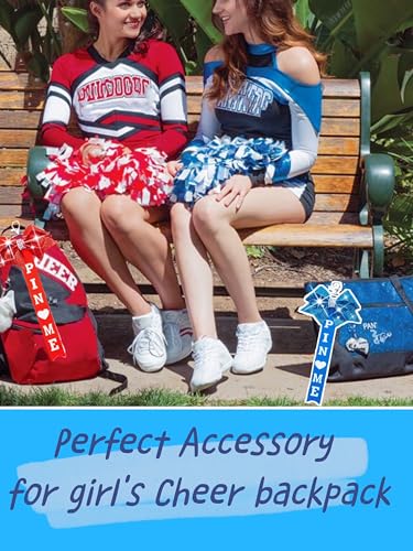 Image of Cheer Pin Me Ribbon Cheerleader Pin Me Bow Cheer Bow Keychain with Rhinestones Cheerleading Sports Accessory Gift