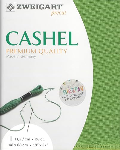 Image of Wizardi Cashel 28 Count Grass Green 3281 /6130. Needlework Canvas, Cross-Stitch Fabric, Embroidery Cloth, Needlepoint Canvas. 100% Linen. Precut Zweigart