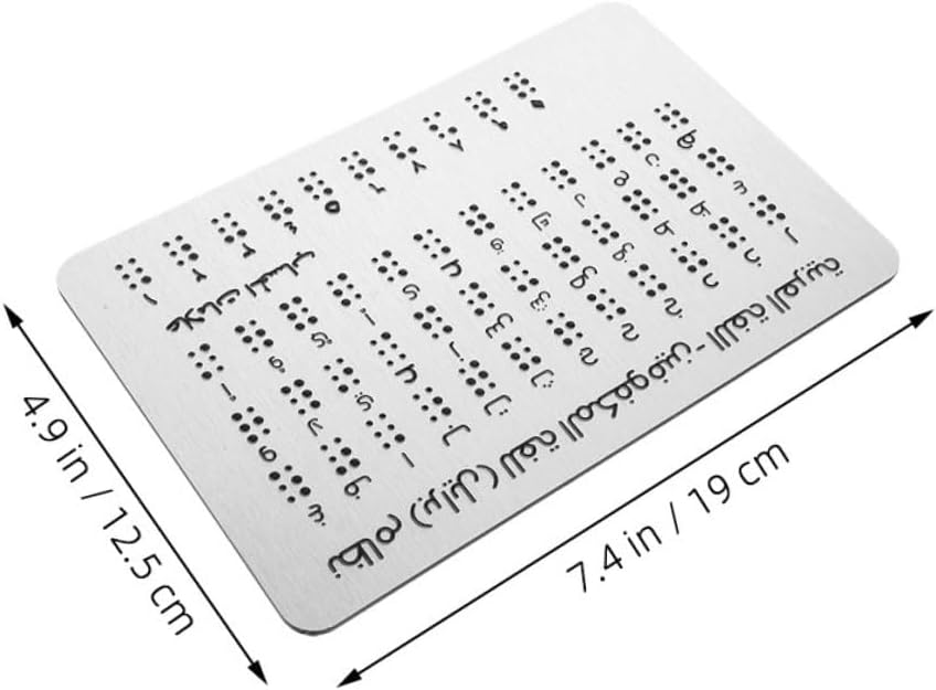 Arabic Braille Alphabet Board 2pcs Raised Dots Beginner Braille Alphabet Chart Aluminum Learning Aid for Blind Educational Tool for School and Home
