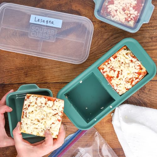 Image of Souper Cubes Ceramic Baking Dishes 2.0-5 inch x 5 inch Baking Dishes with Silicone Lids, Individual Baking Dishes for Oven, Microwave, Oven and Air Fryer Safe, USA Made, Set of 2 - Kale