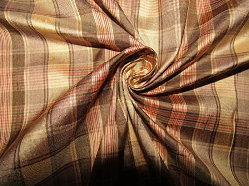 Tissu 100 % soie Dupion marron rouge au mètre de 137,2 cm de large pour couture