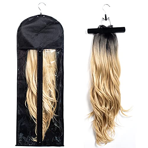 1 Pack Extra Long Hair Extension Holder Wig Storage Bag with Hanger…