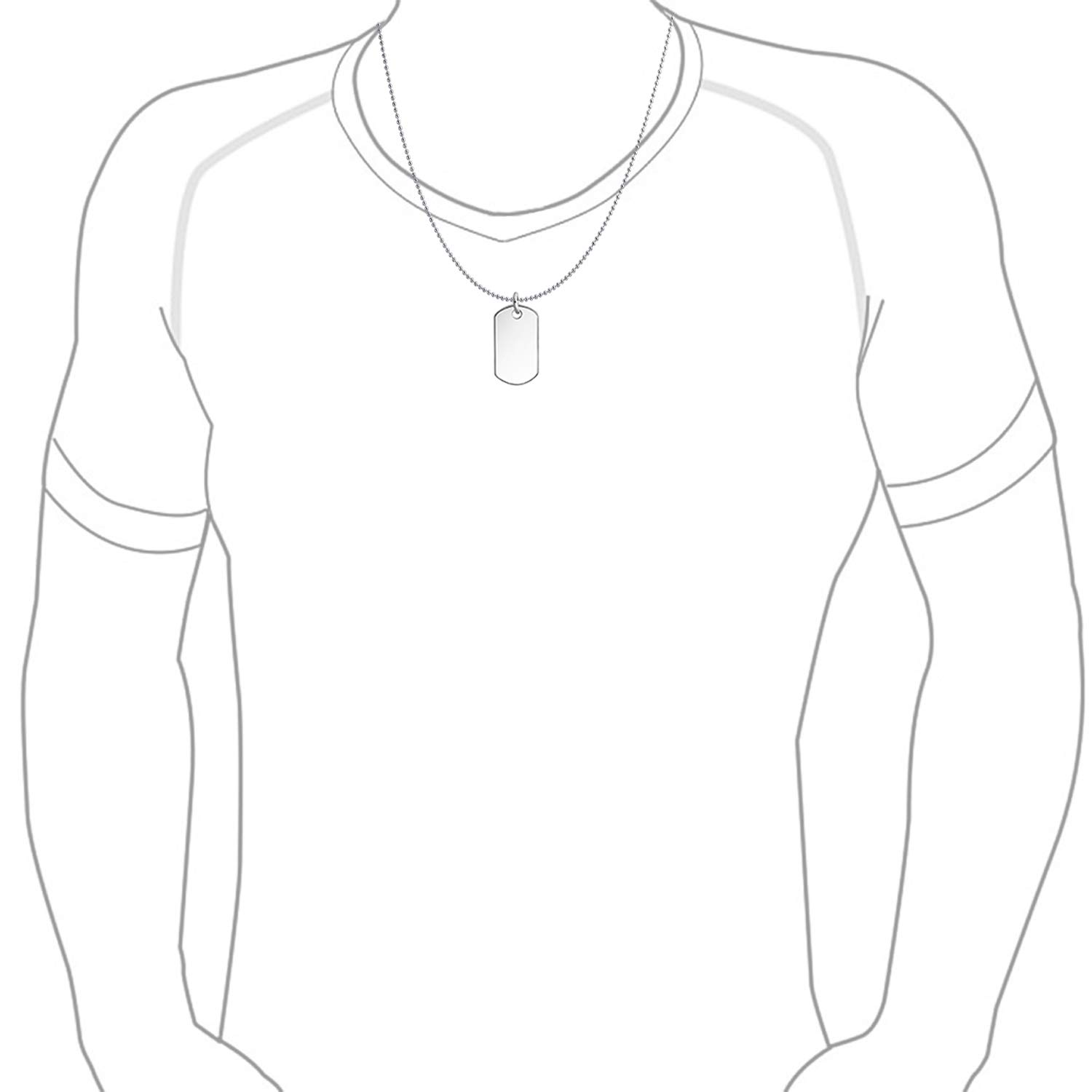 Grabado Unisex Personalizado Mediano Simple Básico Fresco Hombres Identificación Militar Ejército Chapa Colgante Collar Para Hombres Pulido .925 Plata Esterlina Pequeño Mediano Grande Tamaños