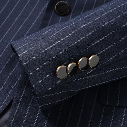 Men's Two-Piece Suit, Single-Button Slim-Fitting Formal Wedding and Ball Gown Suit with Blue Stripes (US, Alpha, X-Small, Regular, Regular, Blue Stripes) 6