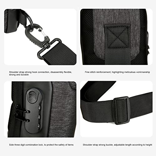 Topyond Outdoor Satchel, Hiking Fitness Travel Crossbody Bag, Chest Anti-Theft Backpack, USB Charging Oxford Crossbody Bag4